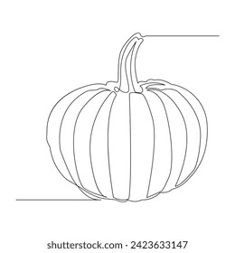 Vector in one continuous line drawing of pumpkin illustration concept of vegetables minimal design