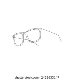 Vector in one continuous one line drawing of eye glasses. Sunglass one line design isolated on white background.