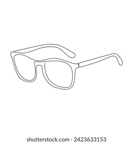 Vector in one continuous one line drawing of eye glasses. Sunglass one line design isolated on white background.