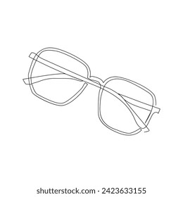 Vector en un plano continuo de una línea de gafas oculares. Diseño de una línea de vidrio solar aislado en un fondo blanco.