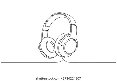 Vector uno Dibujo de línea continua de auriculares altavoz.
