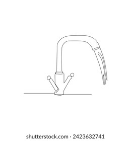 Vector one continuous line sketch of water tap minimalist design illustration
