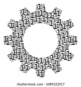 Vector one digit icons are combined into cog combination. Engineering design concept constructed of one digit objects.