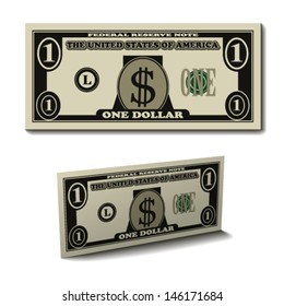 vector one dollar paper bill banknote