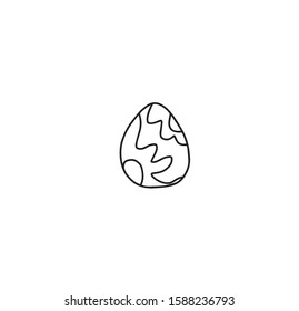 Vector one Easter egg. Spring black illustration lineart on a white isolated background. Design for painting, opening, textiles, sticker.