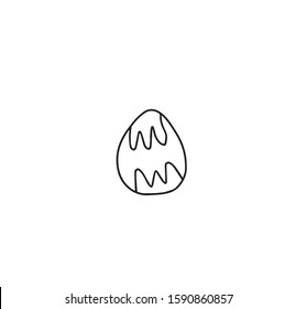 Vector one Easter egg. Spring black illustration lineart on a white isolated background. Design for painting, opening, textiles, sticker.