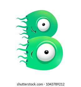 Vector one letter B of sea cartoon alphabet isolated on white background.
