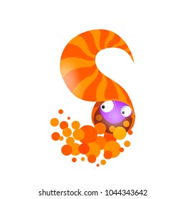 Vector one letter C of sea alphabet isolated on white background.