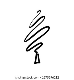 Vector one line abstract tree. Hand drawn doodle tree. Vector sketch of the tree. Minimalistic outline tree.