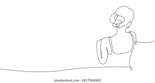 Vector de una línea ilustración de una silueta hermosa mujer de fondo blanco, Lineargirl