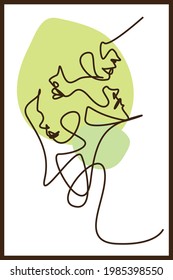 arte vectorial de una línea para el arte de la pared, estados de ánimo de las mujeres