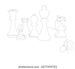 vector one line classic game of chess which is famous all over the world svg