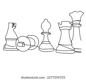 vector one line classic game of chess which is famous all over the world svg