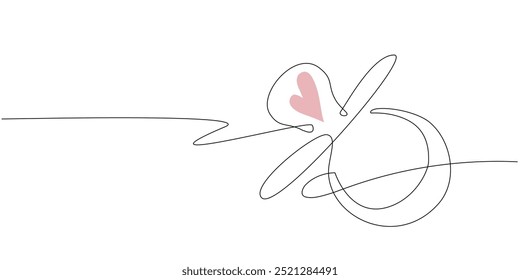 Vector One line continuous illustration of of baby pacifier in minimalist style  in white background.