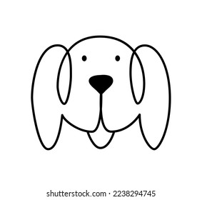 Logo del perro vector de una línea. Una mascota minimalista adorable con un estilo abstracto dibujado a mano. Ilustración gráfica de fondo negro. Gran diseño para cualquier propósito.
