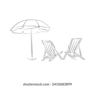 Vector de una línea dibujar una sombrilla de playa para el concepto de vacaciones de verano