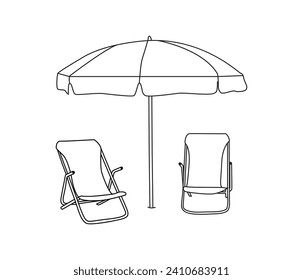 Vector de una línea dibujar una sombrilla de playa para el concepto de vacaciones de verano