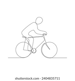Vector one Line drawing or continuous line art of a classic bicycle athlete and stock ilustration