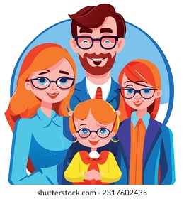 Vector one line drawing father and child