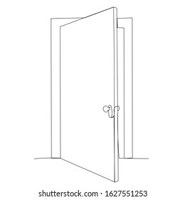 Vector, One Line Drawing, Open Door