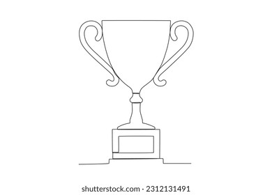Vector one line drawing premium continuous line winning trophy vector