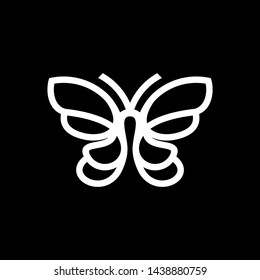 Vector one line logo icon or emblem with golden butterfly. Abstract modern design template. Concept for luxury jewelry and accessories store,