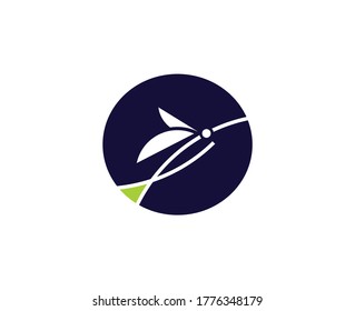 Vector one line logo icon or emblem with golden butterfly. Abstract modern design template. Concept for luxury jewelry and accessories store, beauty spa salon or cosmetics shop.