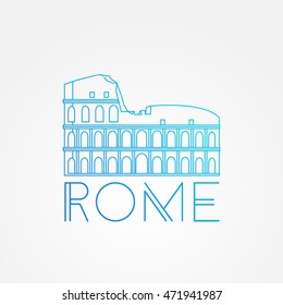 Vector one line minimalist icon of Coliseum. Rome. Italy. linear style.