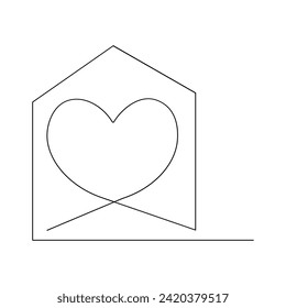 Vector one line postal paper sealed on envelope with heart proposal of love and relationship. Vector aesthetic love letter continuous one line art drawing