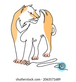 Vector one line tiger with organic shapes isolated on white. Print for card, tshirt, textile, fabric
