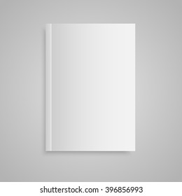 Vector One Mockup For Presentation. Closed Vertical Rectangle Magazine, Brochure, Booklet, Album, Book, Copybook Or Notebook Template. Blank Mock Up Book Cover Lying On A Gray Background. Mockup.