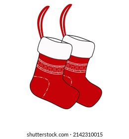 vector one pair of red christmas socks