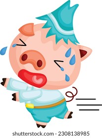 a vector of one of the pig in the three little pigs story