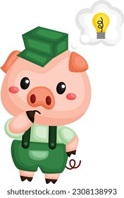 a vector of one of the pig in the three little pigs story