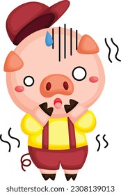 a vector of one of the pig in the three little pigs story