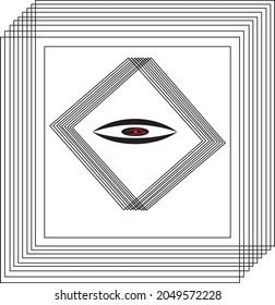 vector one red eye surrounded by boxes like a prison that makes the eye can't see anywhere