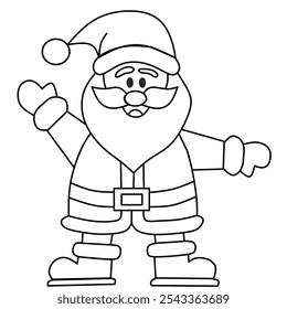 Vector one single line drawing icon of Santa Claus Christmas new year in silhouette on a white background. 