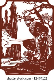 Vector from One snapshot of a Set of Traditional Chinese Paper-cut, character from a book named Heroes of the Marshes, in Song dynasty of China