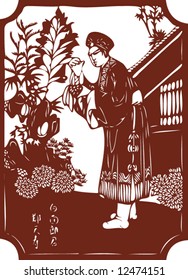 Vector from One snapshot of a Set of Traditional Chinese Paper-cut, character from a book named Heroes of the Marshes, in Song dynasty of China