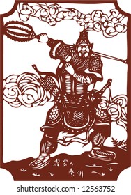 Vector from One snapshot of a Set of Traditional Chinese Paper-cut, character from a book named Heroes of the Marshes, in Song dynasty of China