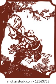 Vector from One snapshot of a Set of Traditional Chinese Paper-cut, character from a book named Heroes of the Marshes, in Song dynasty of China