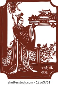 Vector from One snapshot of a Set of Traditional Chinese Paper-cut, character from a book named Heroes of the Marshes, in Song dynasty of China