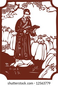 Vector from One snapshot of a Set of Traditional Chinese Paper-cut, character from a book named Heroes of the Marshes, in Song dynasty of China