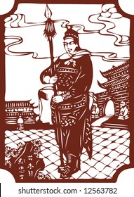Vector from One snapshot of a Set of Traditional Chinese Paper-cut, character from a book named Heroes of the Marshes, in Song dynasty of China