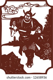Vector from One snapshot of a Set of Traditional Chinese Paper-cut, character from a book named Heroes of the Marshes, in Song dynasty of China