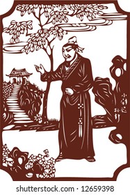 Vector from One snapshot of a Set of Traditional Chinese Paper-cut, character from a book named Heroes of the Marshes, in Song dynasty of China