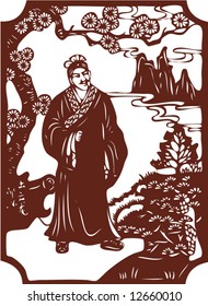 Vector from One snapshot of a Set of Traditional Chinese Paper-cut, character from a book named Heroes of the Marshes, in Song dynasty of China