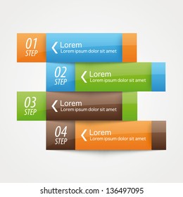 Vector One Two Three Four steps, progress banners with colorful tags.