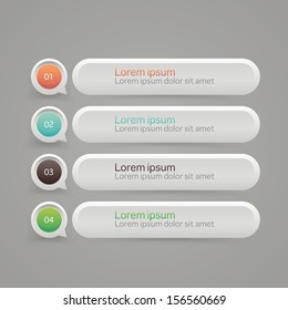 Vector One Two Three Four steps, progress banners with colorful tags.