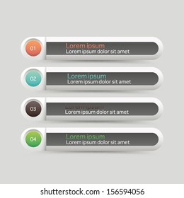 Vector One Two Three Four steps, progress banners with colorful tags.